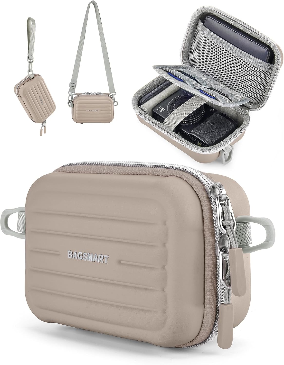 BAGSMART Digital Camera Case, Camera Bag with 2 Carrying Ways, Coffee Brown
