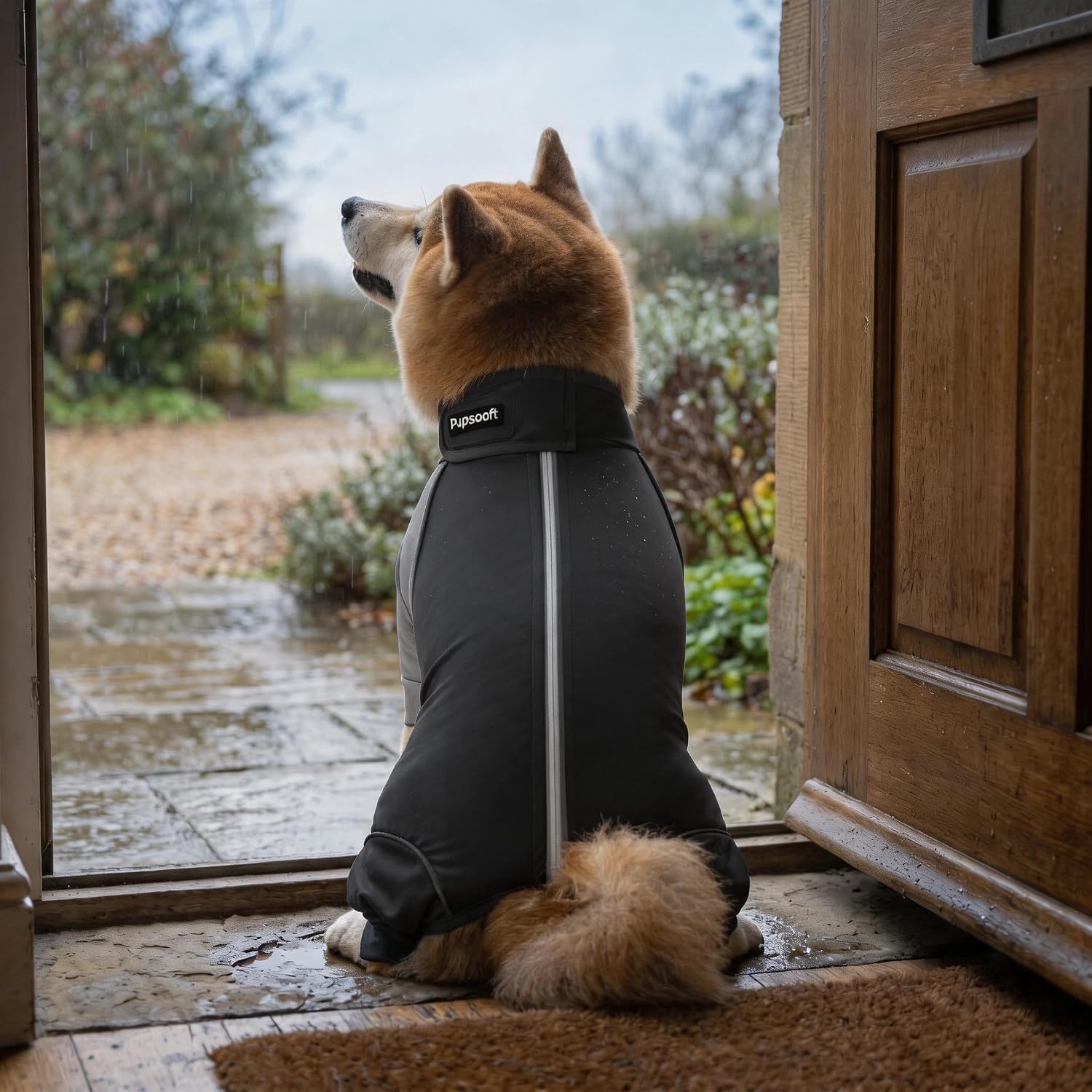 Outdoor Dog Body Suit, Water-Repellent & Dirt-Proof Dog Jumpsuit with Elastic Fit & Reflective Trims, Shedding Control, All-Weather Protection for Recovery Dogs Apparel (Meteorites, XX-Large)