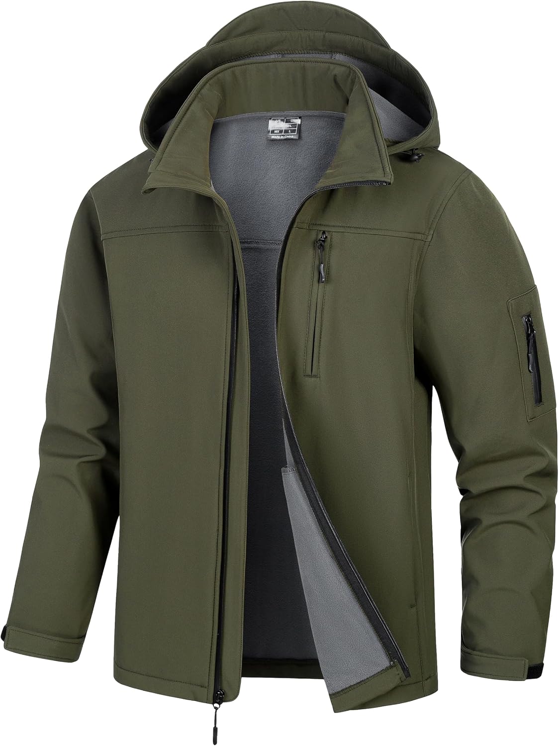 Men's Soft Shell Jacket Waterproof Military Tactical Coat Winter Fleece Lined Rain Jacket with Detachable Hood