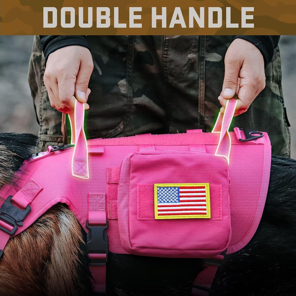 Forestpaw Tactical Dog Harness for Medium Dogs,Service Dog Vest,M,Hot Pink