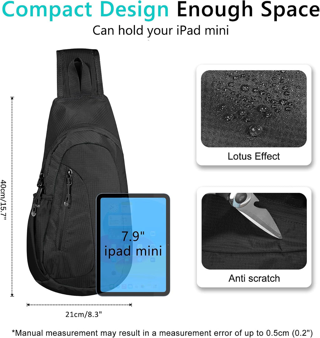 TITECOUGO Small Sling Bag, Lightweight Crossbody Backpack for Men Women, Shoulder Bag for Sports and Outdoor