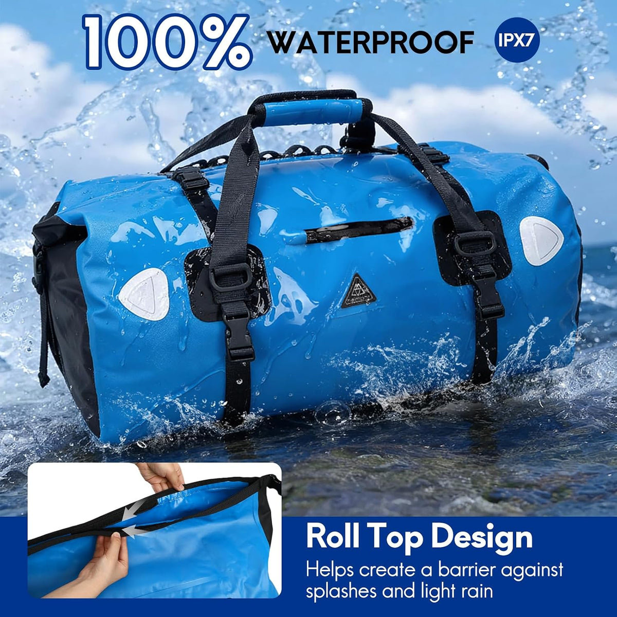 Haimont Waterproof Duffel Bag Roll-top Dry Duffel Bag with Quick-fixed Straps for Motorcycling, Rafting, Boating, SUP, Kayaking, Travel, 50L/70L