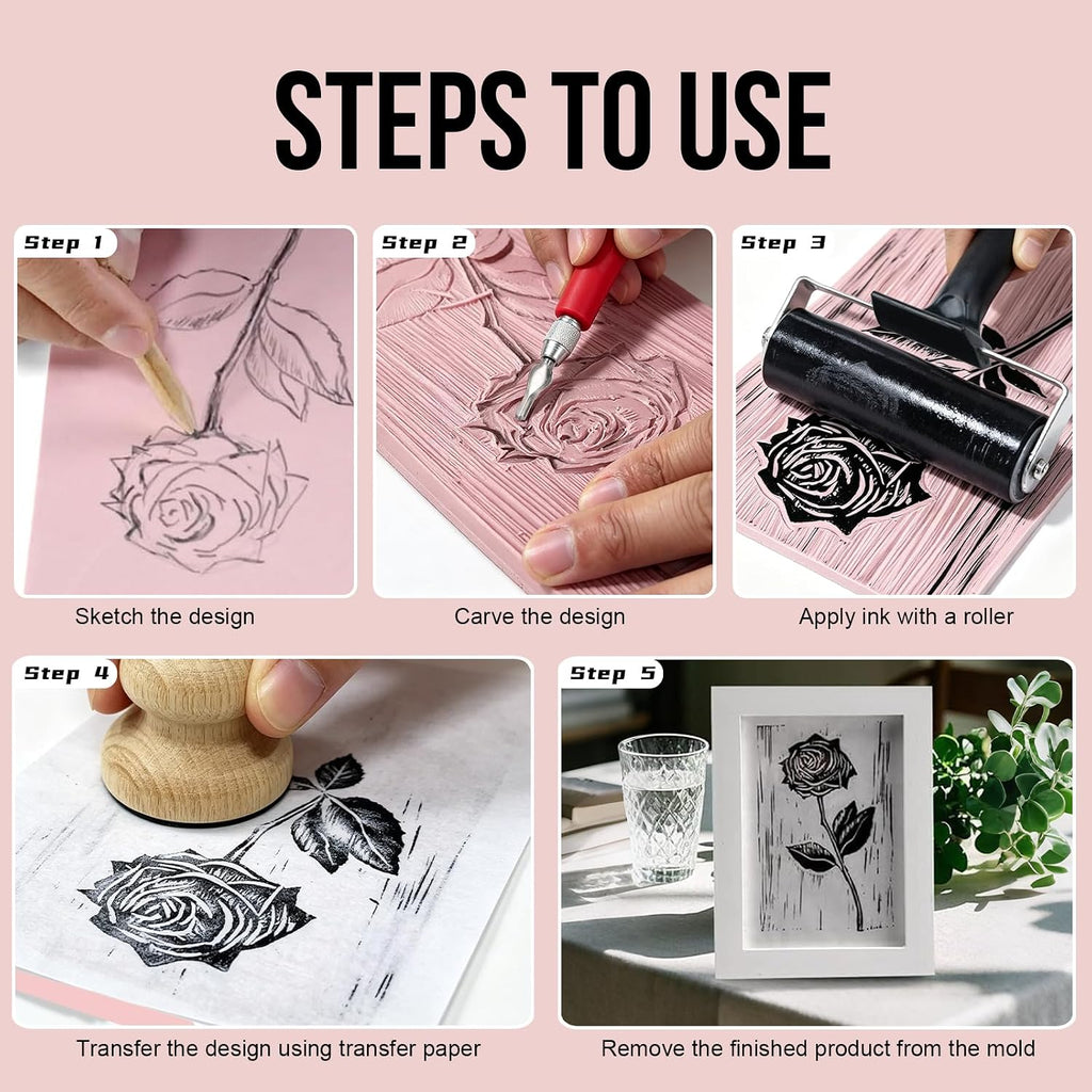 Linocut Kit for Printmaking,DIY Arts Crafts Stamp Carving Kit for Beginners