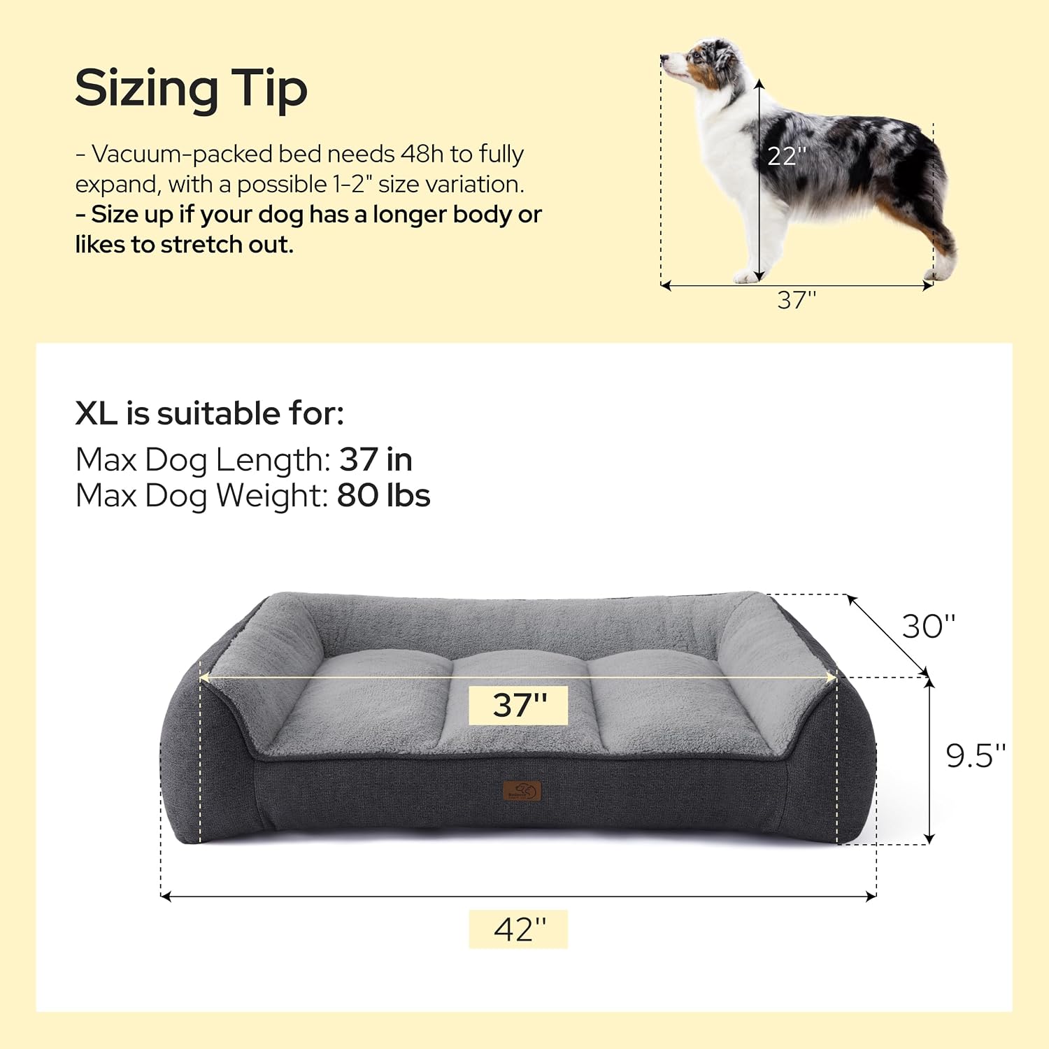 Bedsure SupportMax™ Extra Thick Orthopedic XL Dog Beds Large Sized Dog