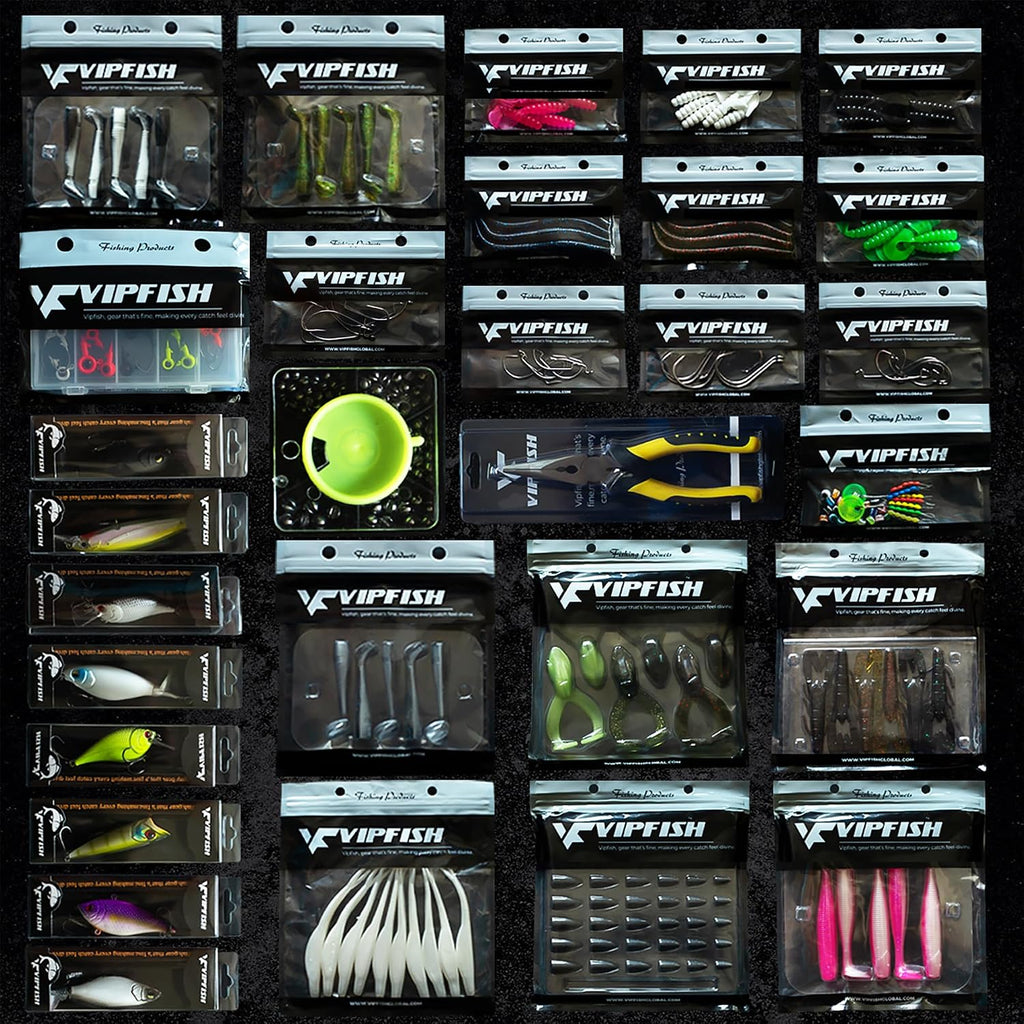 Fishing Tackle Box with Tackle Included Lures, 3-Layer Tackle Kit