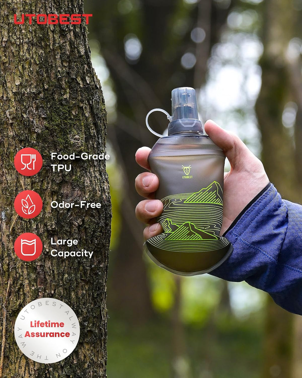 UTOBEST Soft Flask 200ml Collapsible Running Water Bottles