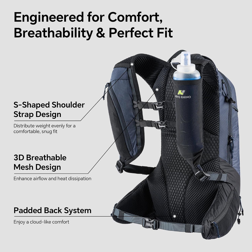 N NEVO RHINO 17L Hydration Backpack, Water Backpack with 500ml Soft Flask