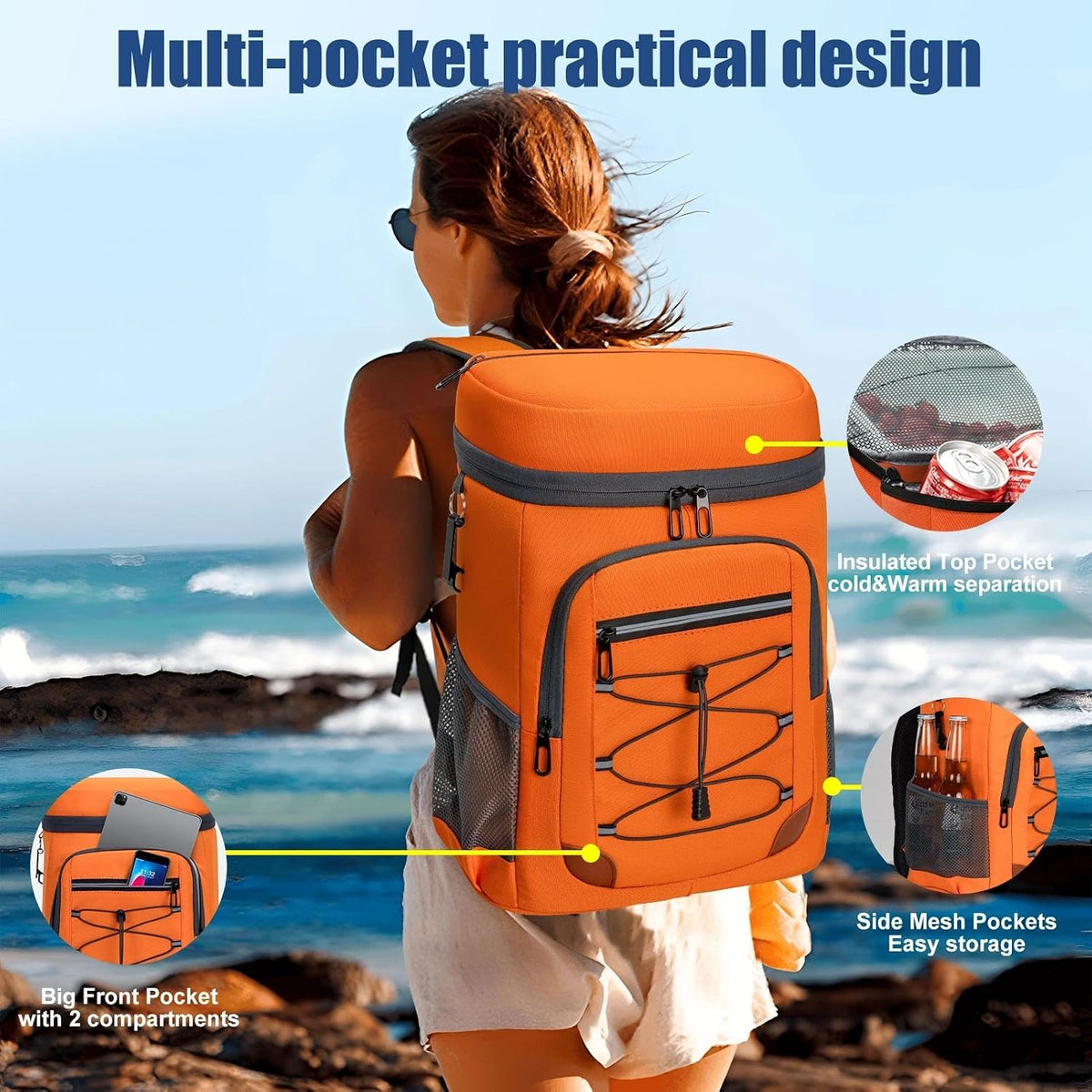Backpack Cooler Insulated Leakproof, Soft Cooler Backpack for Beach