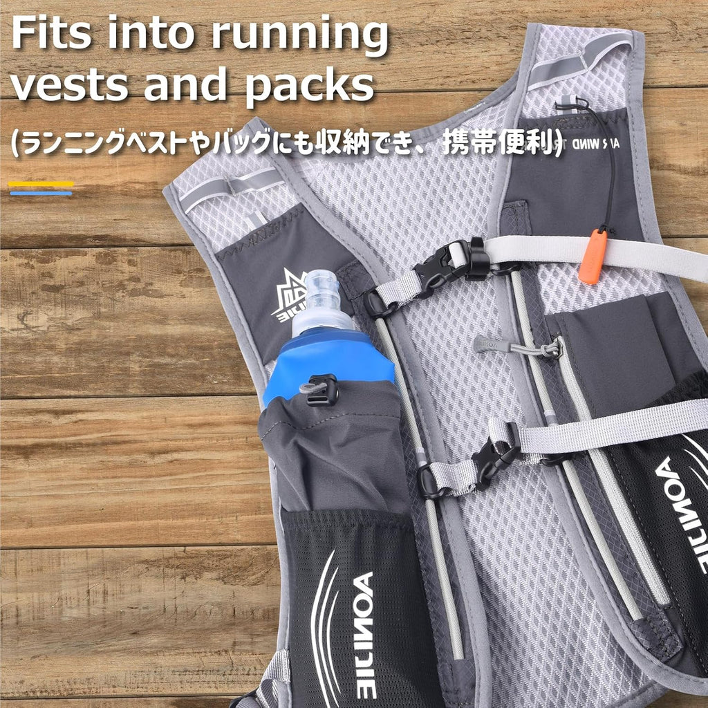 Azarxis TPU Soft Flask Collapsible Water Bottles BPA-Free 250ml 350ml 500ml for Hydration Vest Pack Running Hiking Cycling Climbing
