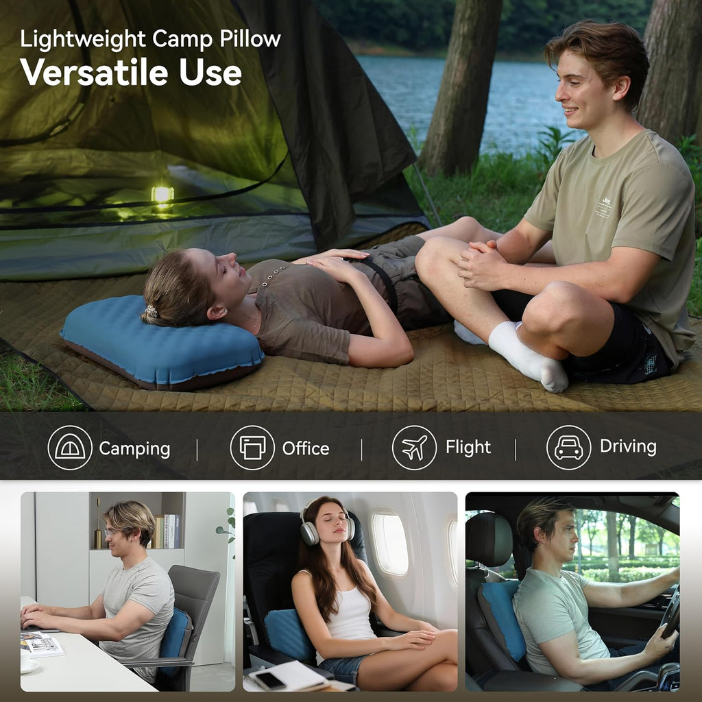 MARCHWAY Inflatable Camping Pillow with Soft Foam Top, Lightweight, Compact