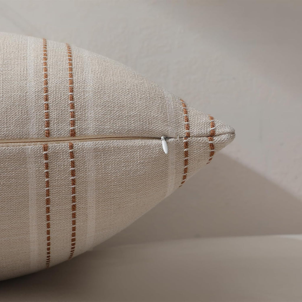 Hckot Striped Throw Pillow Covers 20x20 Set of 2 Fall Pillow Covers Caramel