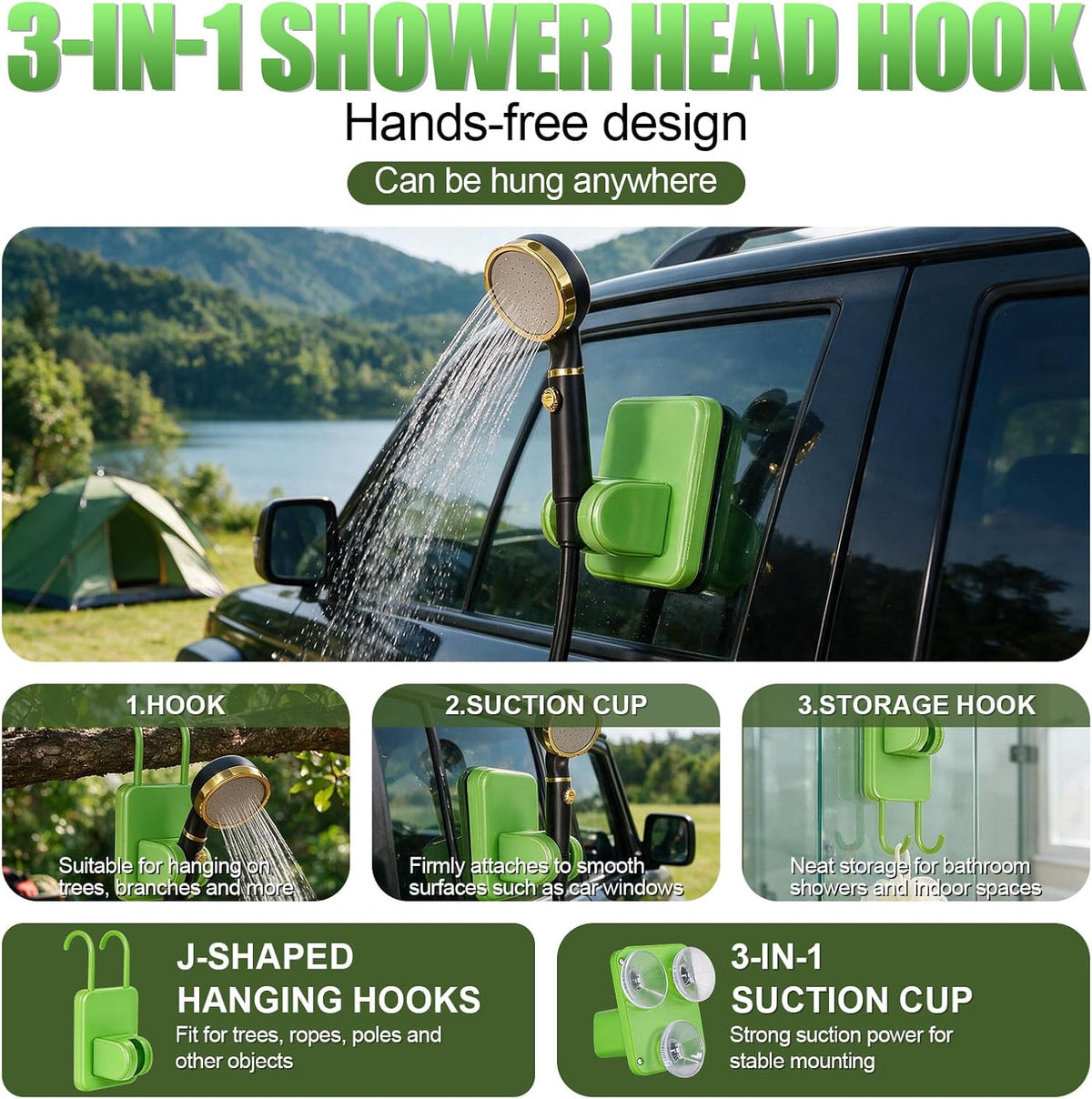 Portable Camping Shower,Long-Lasting Rechargable Camp Shower Pump