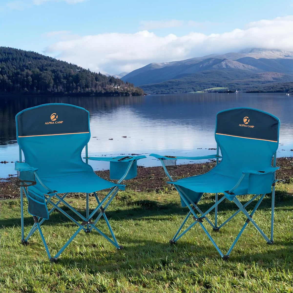 2 Pack Portable Camping Chair for Adults Lawn Chairs Support 250 lbs Blue