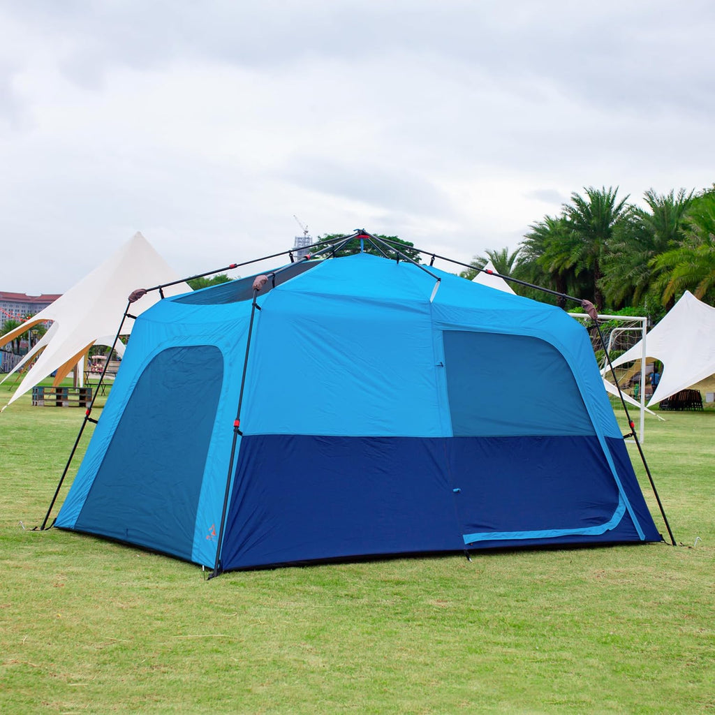 KTT Extra Large Tent 10-12-14 Person(B),Family Cabin Tents,2 Rooms,3 Doors and 3 Windows with Mesh,Straight Wall,Waterproof,Double Layer,Big Tent for Outdoor,Picnic,Camping,Family Gathering