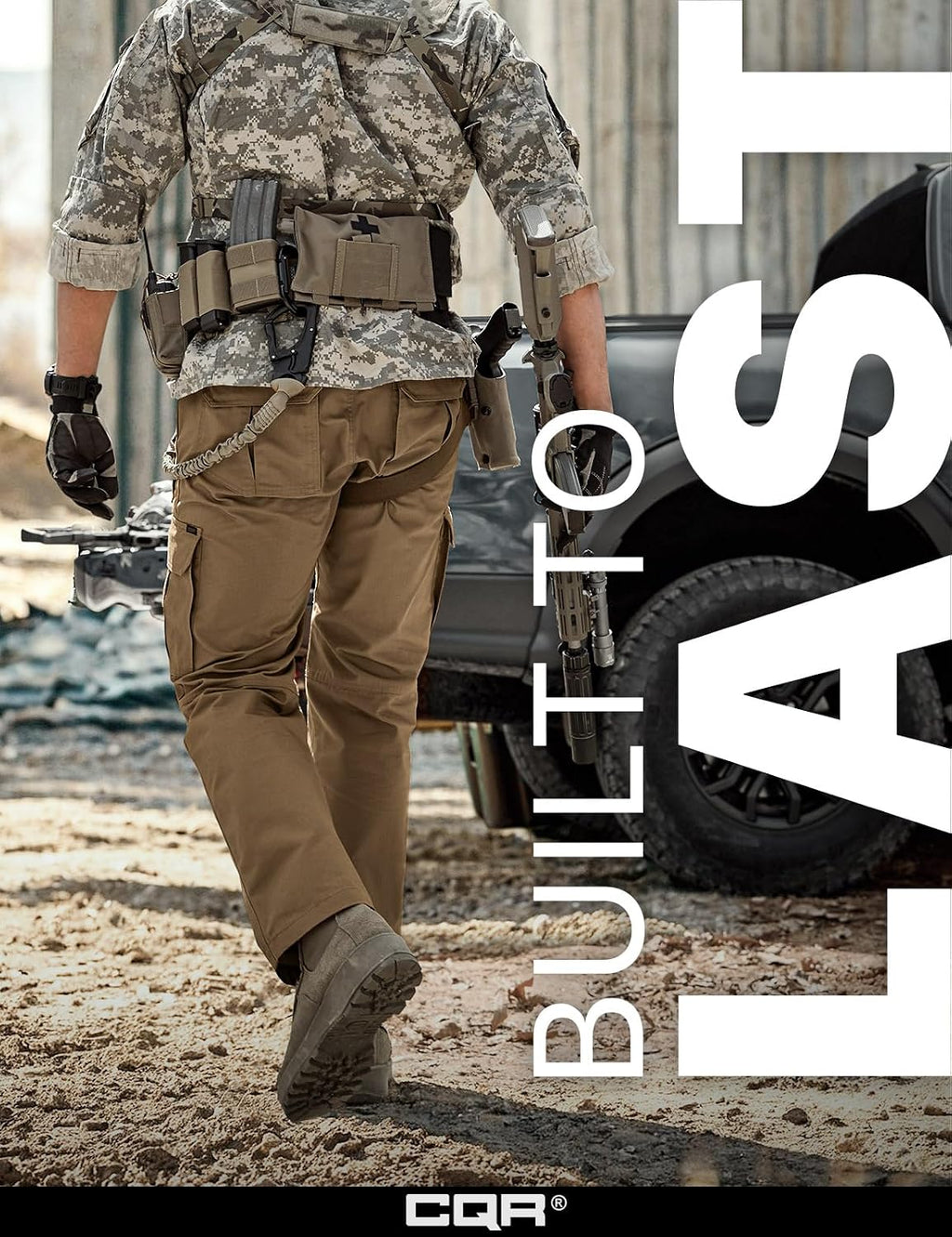CQR Men's Tactical Pants, Water Resistant Ripstop Cargo Pants, Lightweight EDC Work Hiking Pants, Outdoor Apparel