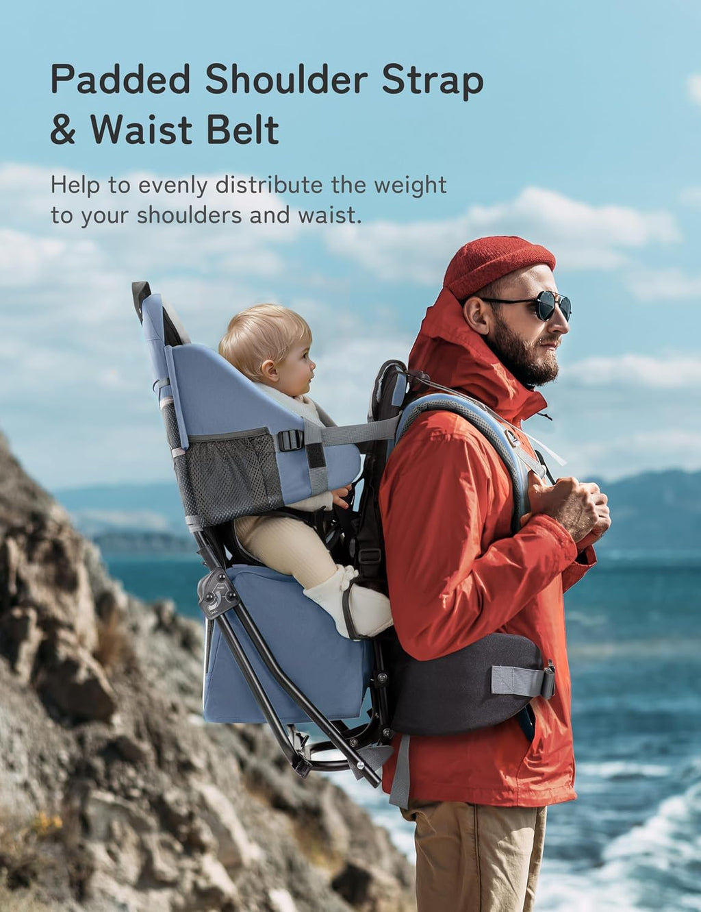 besrey Toddler Hiking Backpack Carrier-Adjustable Padded Shoulder Straps | Baby Backpack Carrier with Large Storage Space, Sunshade and Raincover, Safety 3-Height Seat, Comfortable and Lightweight