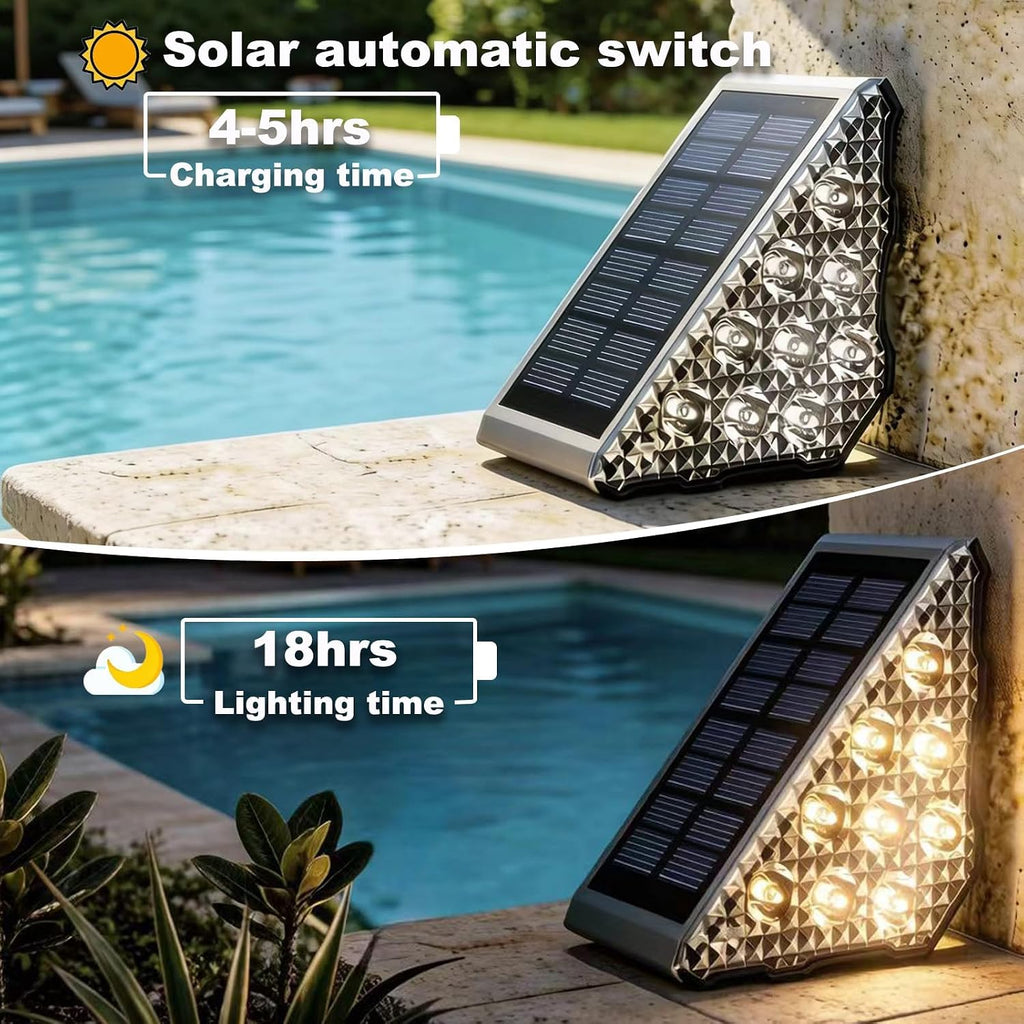 Solar Stair Lights 6 Pack,Solar Step Lights IP68 Waterproof Warm White