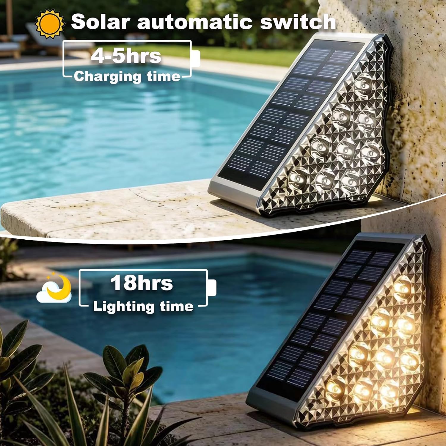 Solar Stair Lights 6 Pack,Solar Step Lights IP68 Waterproof Warm White