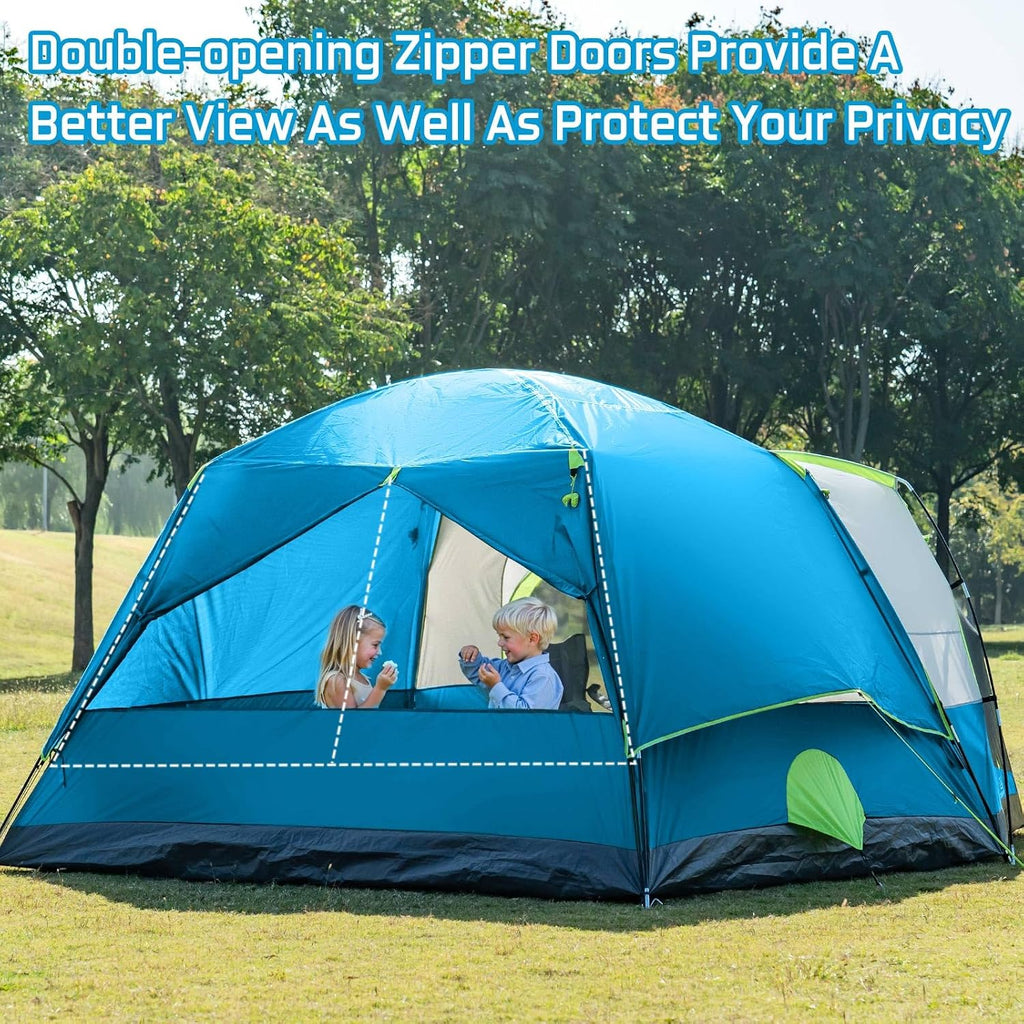 JELUCAMP 6/8 Person Camping Tent with Screen Porch Family Tents for Camping