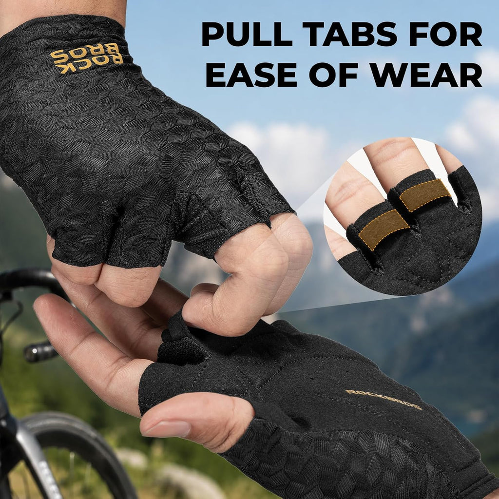 ROCKBROS Cycling Gloves for Men Breathable Lightweight Fingerless Gloves