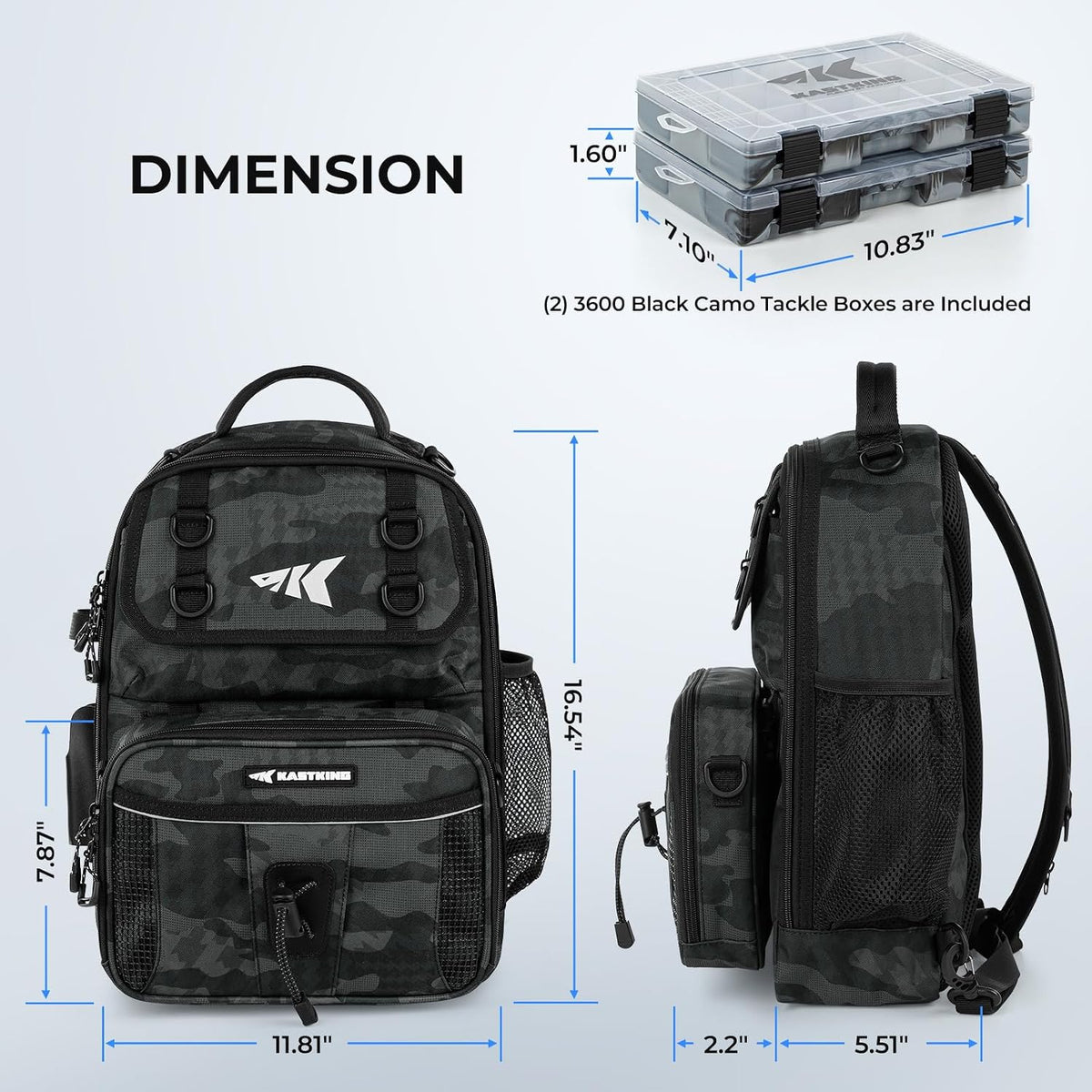 KastKing BaitSpace Fishing Sling Bag, Fishing Backpack with Rod Holder