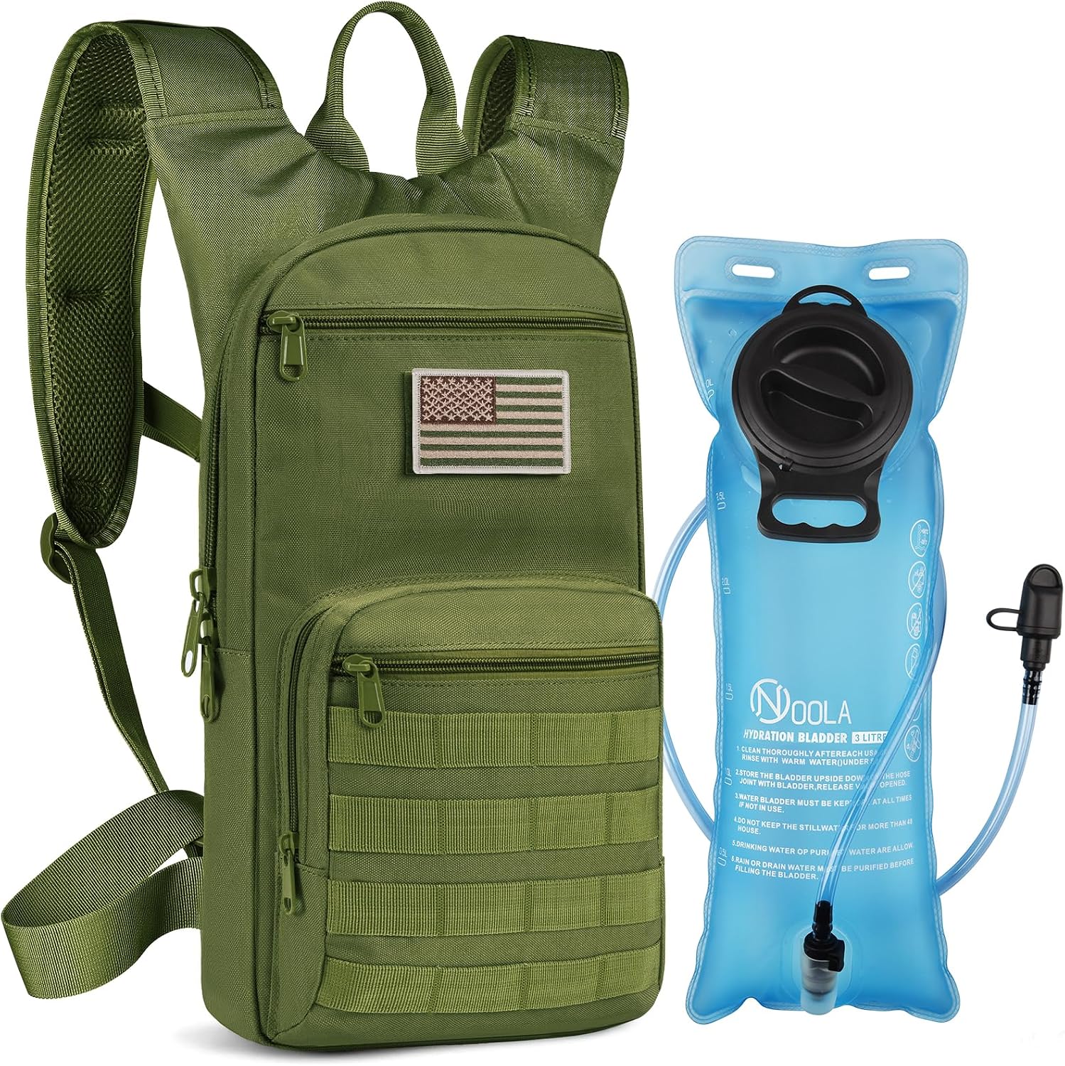 NOOLA Hydration Backpack, Tactical Water Backpack with 3L TPU Water Bladder