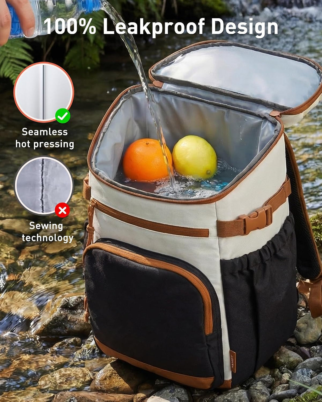 TOURIT 30 Cans Insulated Double Deck Lunch Cooler Backpack