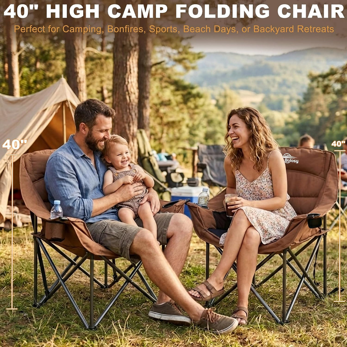 2 Pack Oversized Camping Chairs for Adults Heavy Duty