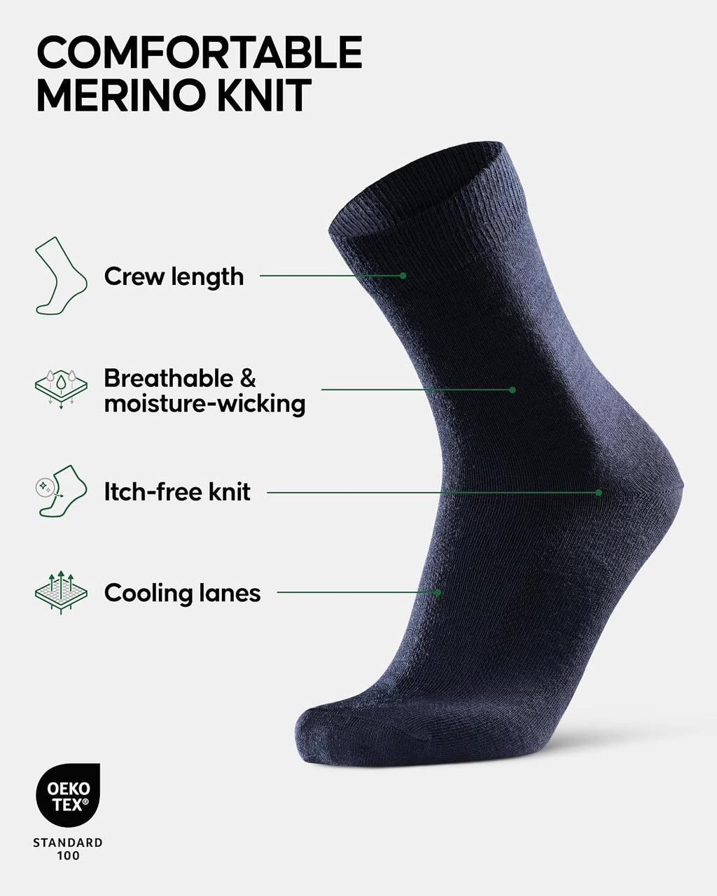 DANISH ENDURANCE Merino Wool Dress Socks, Lightweight & Thin, 3 & 5-Pack