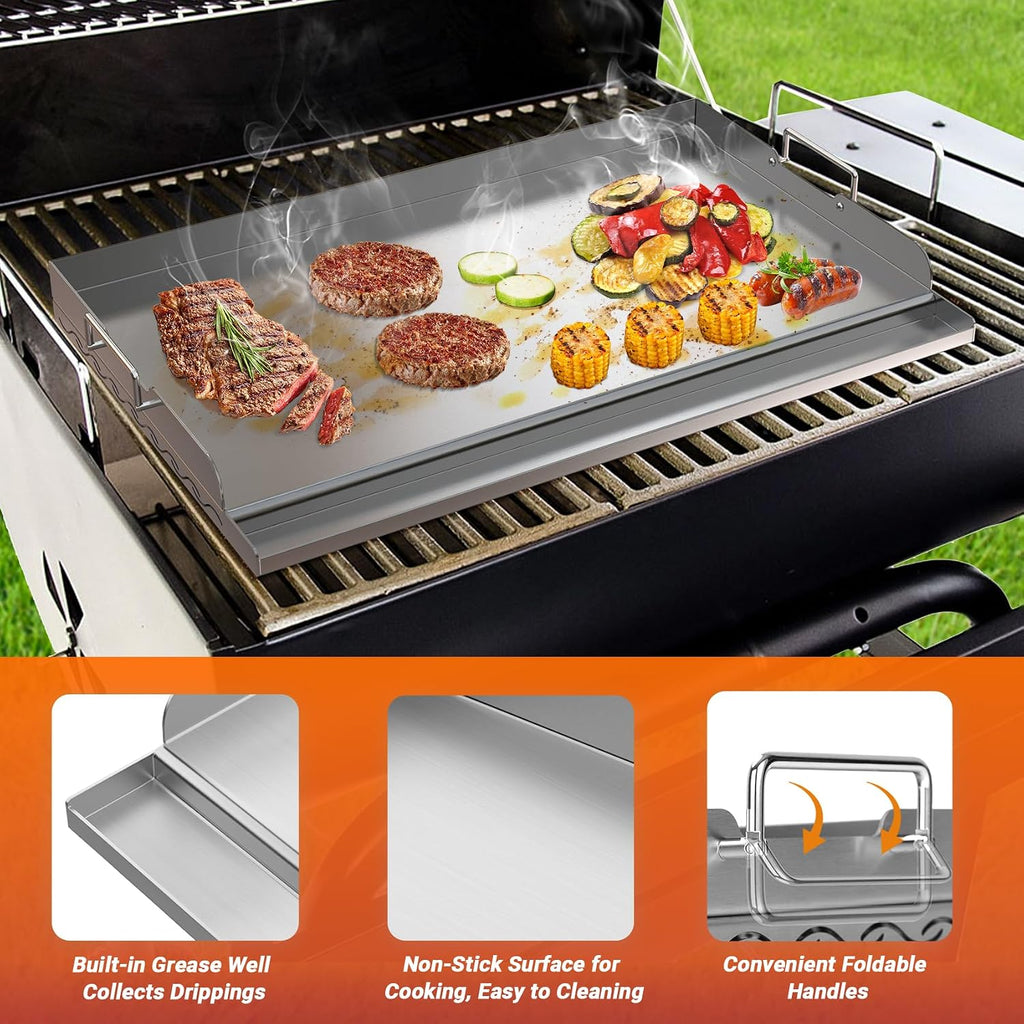 Skyflame 25x16 Inch Stainless Steel Griddle for BBQ and Flat Top Grill