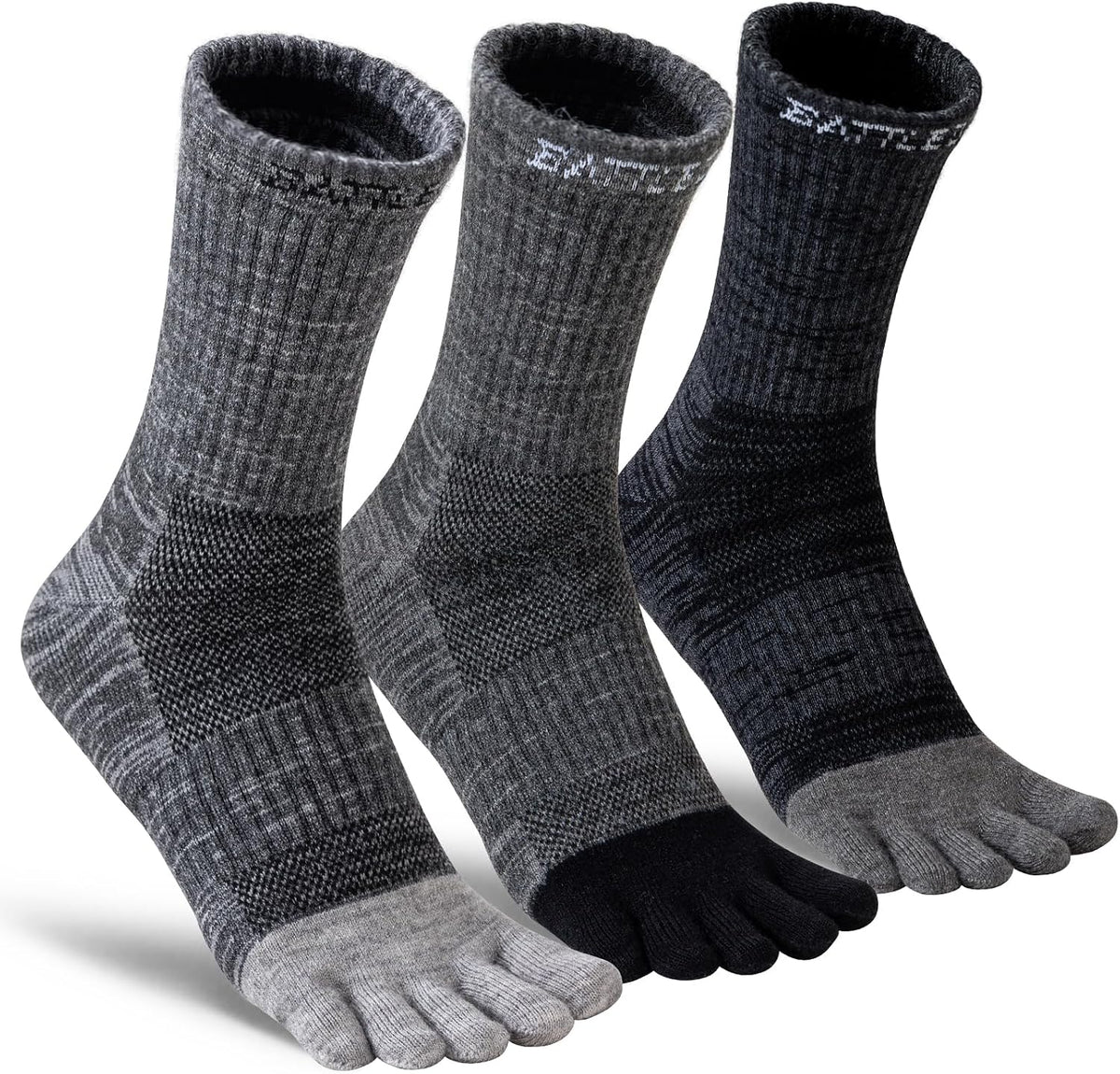 Merino Wool Toe Socks,Hiking Running Crew Socks for Women Men