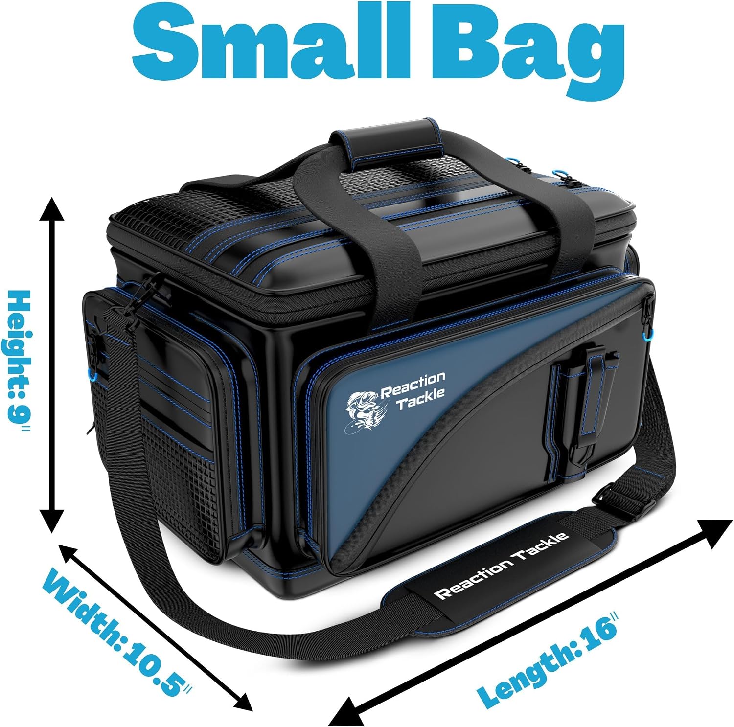 Reaction Tackle Saltwater Fishing Tackle Bags, Water Resistant 1000D PVC Tackle Box Bag with Removable Dividers, Fits 3600 and 3700 Trays, Small