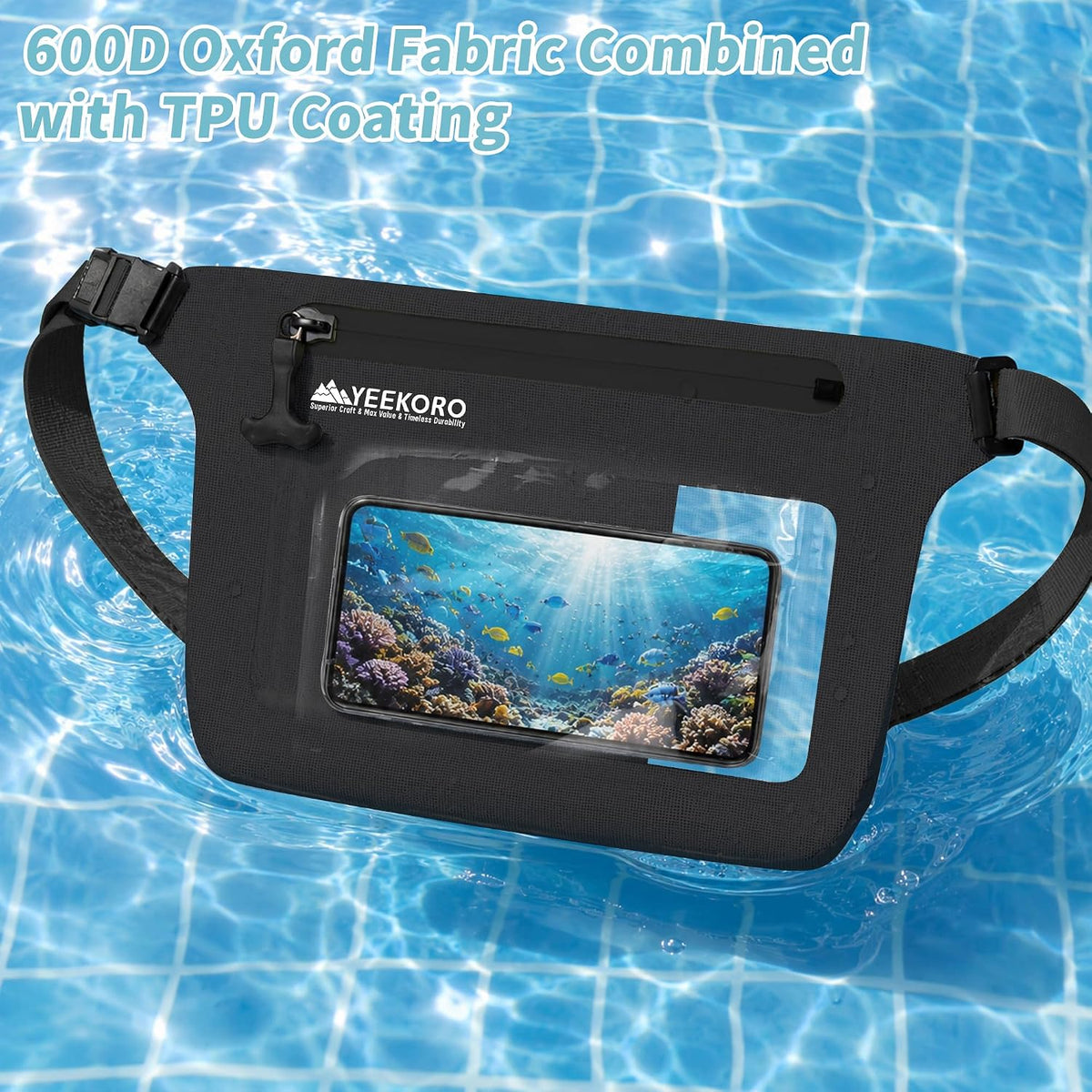 Phone Pouch, IPX8 Waterproof Reusable Fanny Pack,Large Dry Bag
