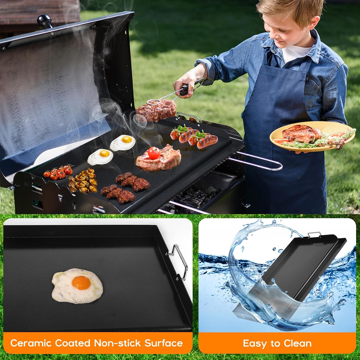 Skyflame Nonstick Griddle Top for Gas Grill, 25"x16"
