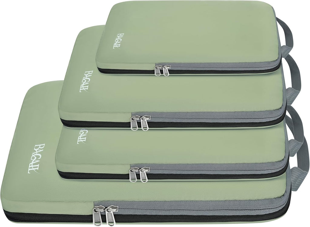 BAGAIL 4 Set/6 Set/8 Set Compression Packing Cubes Travel Accessories Expandable Packing Organizers (Square Mesh, 06-Dusty Blue)