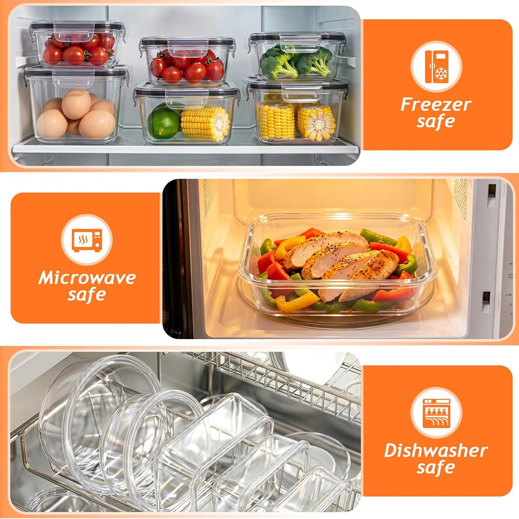 48 Pcs Reusable plastic food storage containers with lids