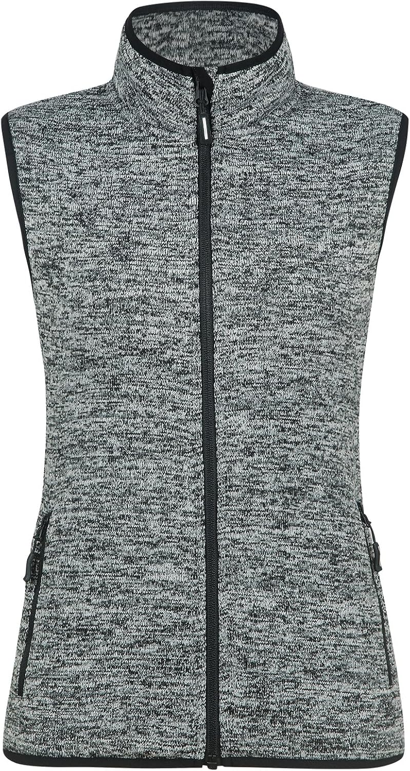 Zip Up Womens Vest with Zipper Pockets Sweater Fleece Vest