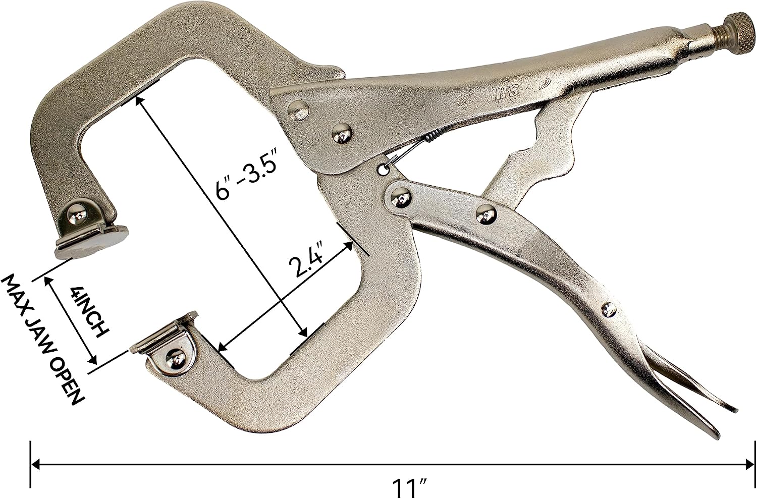 HFS (R) 11-Inch Locking C-Clamp Pliers, 10-Pack Heavy-Duty Welding Clamps with Swivel Pads, Heat-Treated Steel, 4-Inch Jaw Opening