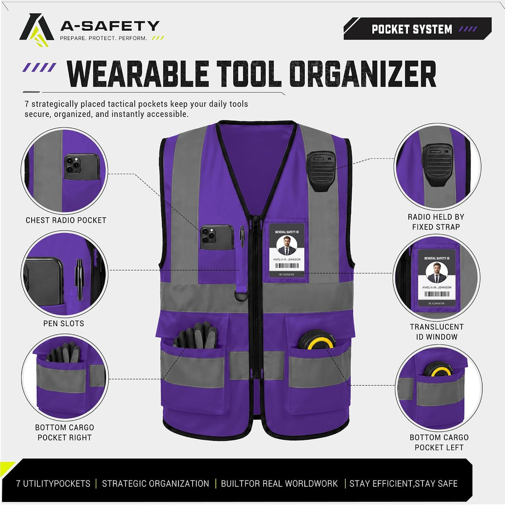 A-SAFETY High Visibility Reflective Safety Vest Customize Logo (XS-8XL)