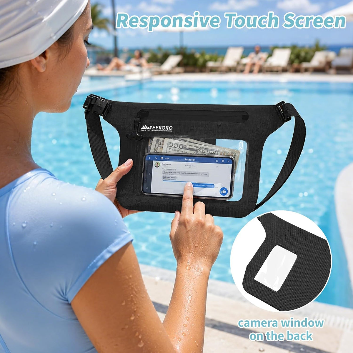 Phone Pouch, IPX8 Waterproof Reusable Fanny Pack,Large Dry Bag