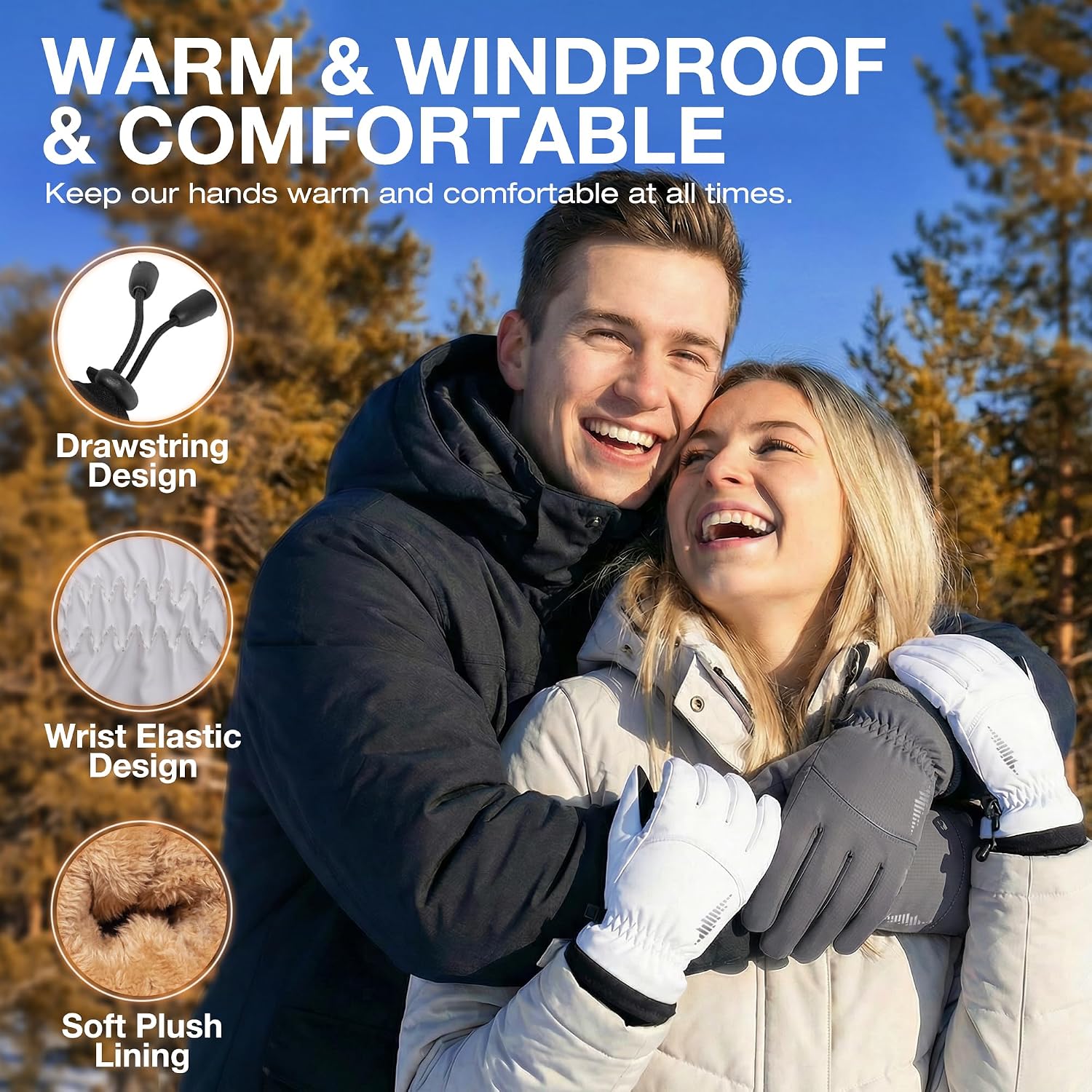 SIMARI Winter Waterproof Warm Gloves Women Men with Touchscreen Fingers, Ski Snow Windproof for Cold Weather Thermal, for Running Hiking Driving Cycling Outdoor Sports Daily Work