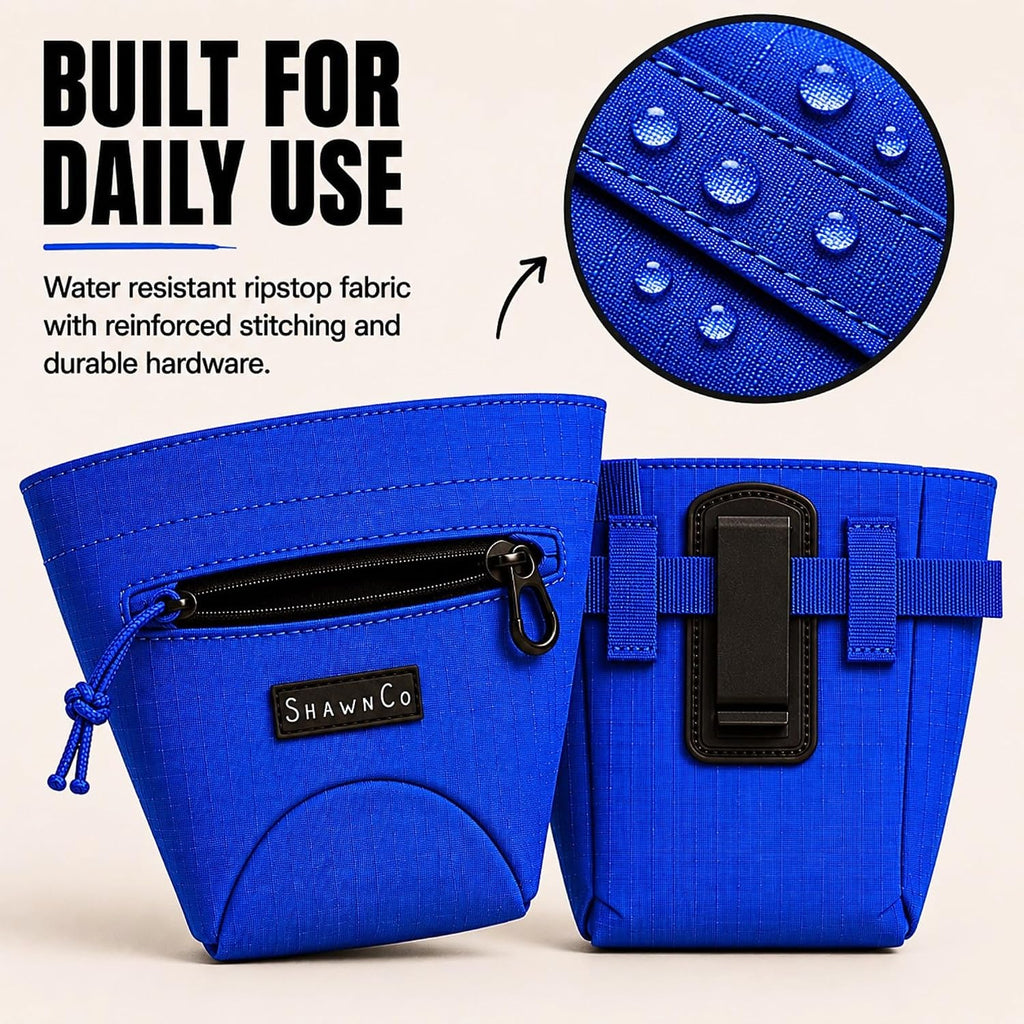 SHAWNCO Essential Treat Bag, Dog Snack Pouch (Electric Blue)