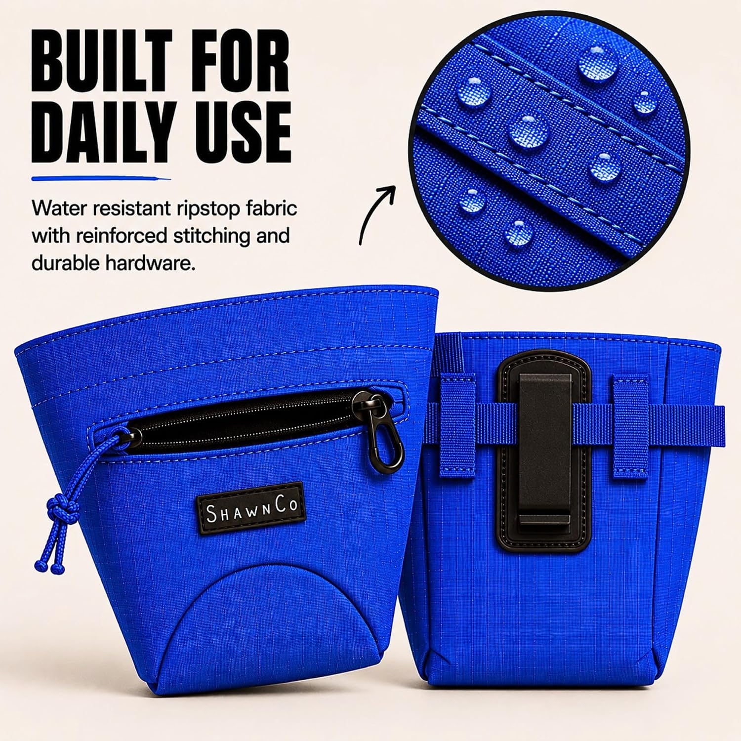 SHAWNCO Essential Treat Bag, Dog Snack Pouch (Electric Blue)