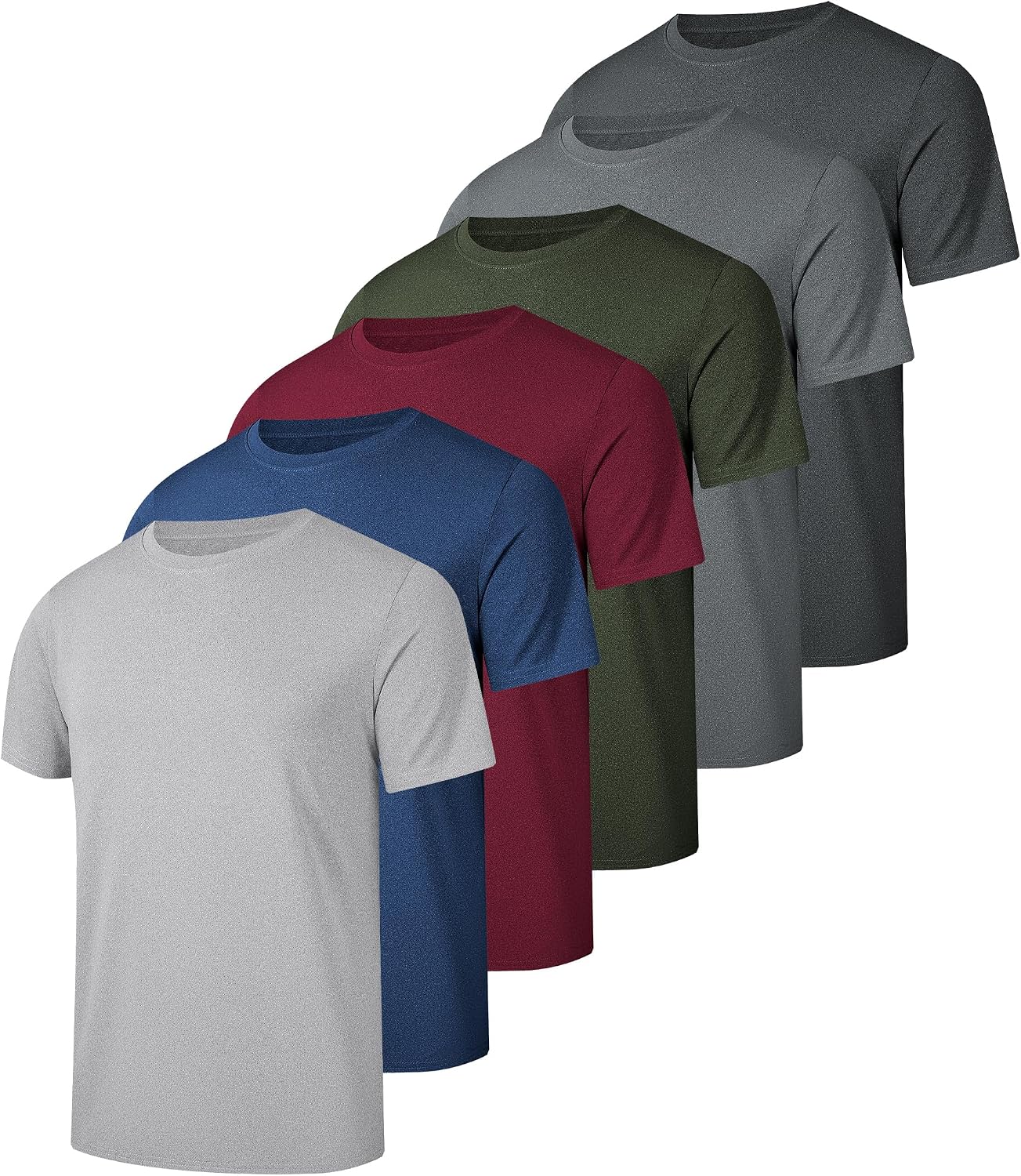 Kinglaman 1/4/5/6 Pack Men's Workout Gym Dry Fit Short Sleeve T Shirts