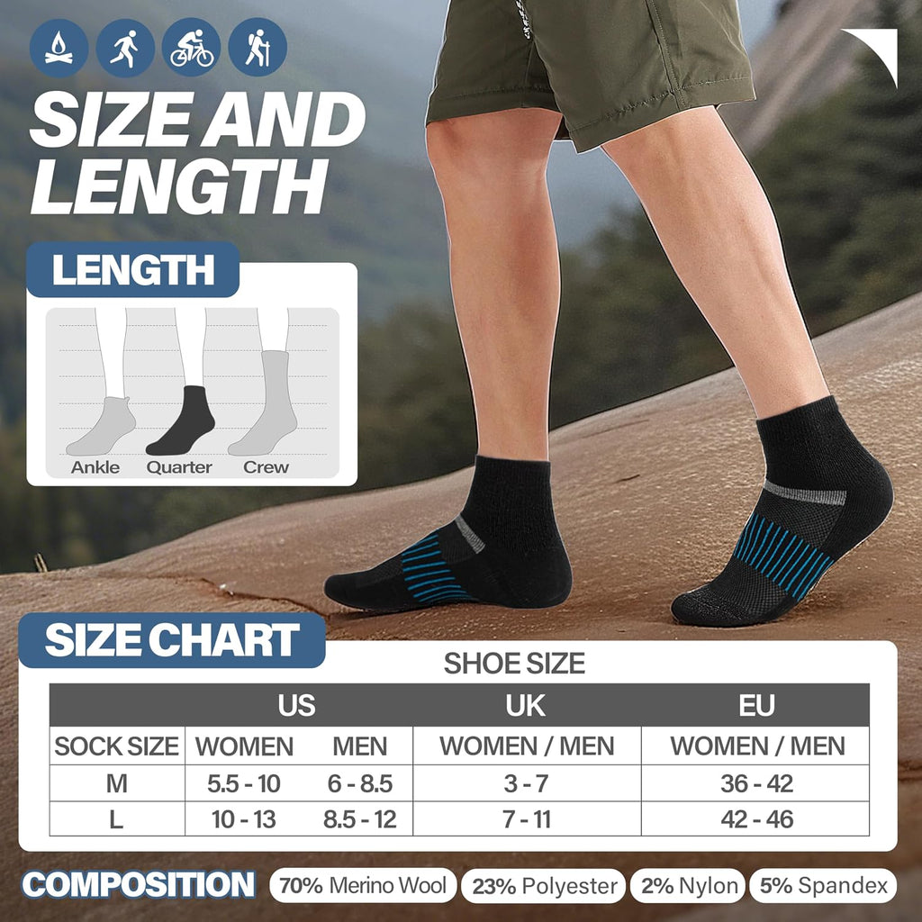Anlisim Merino Wool Ankle Running Hiking Socks for Women and Men