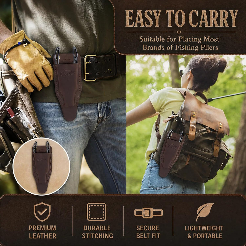 Fishing Pliers Holster with Retractable Lanyard (Camel)