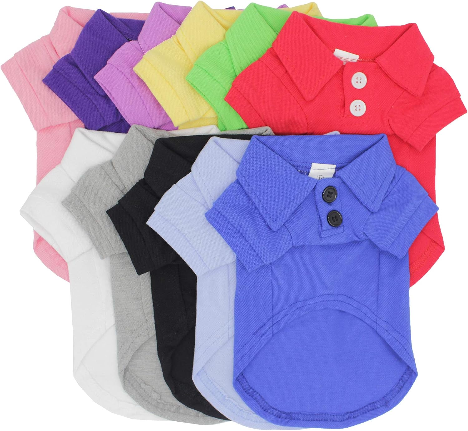 lovelonglong Basic Dog Polo Shirts Premium Cotton, Polo T-Shirts for Large Medium Small Dogs with a Two-Button Collar Blank Color Green XL