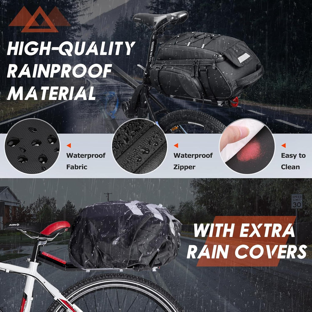 RAINSMORE Bike Bag for Bicycle Rear Rack 15L Waterproof Ebike Trunk Bag
