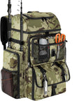 VJI 52L Large Fishing Tackle Backpack with Rod Holders, Green Camo