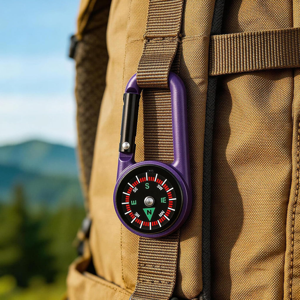 Alipis 24pcs Carabiner Compass Set: Small Pocket Compass Keychain for Kids & Adults - Colorful Mini Key Ring for Hiking, Survival, Camping, and Party Favors - 6 Assorted Colors